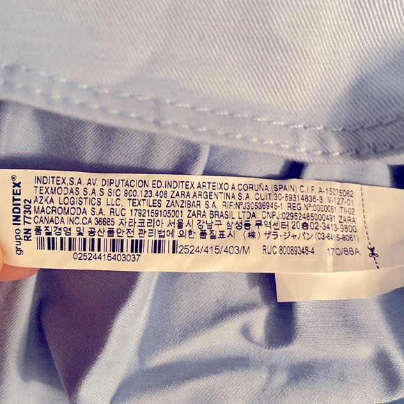 NWT Zara light Blue Button up Dress elastic stretch waste band - Picture 5 of 5